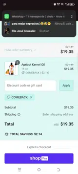 COMEBACK coupon verification screenshot