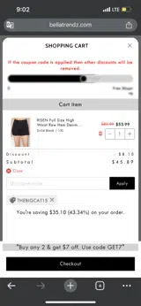 THEBIGCAT15 coupon verification screenshot