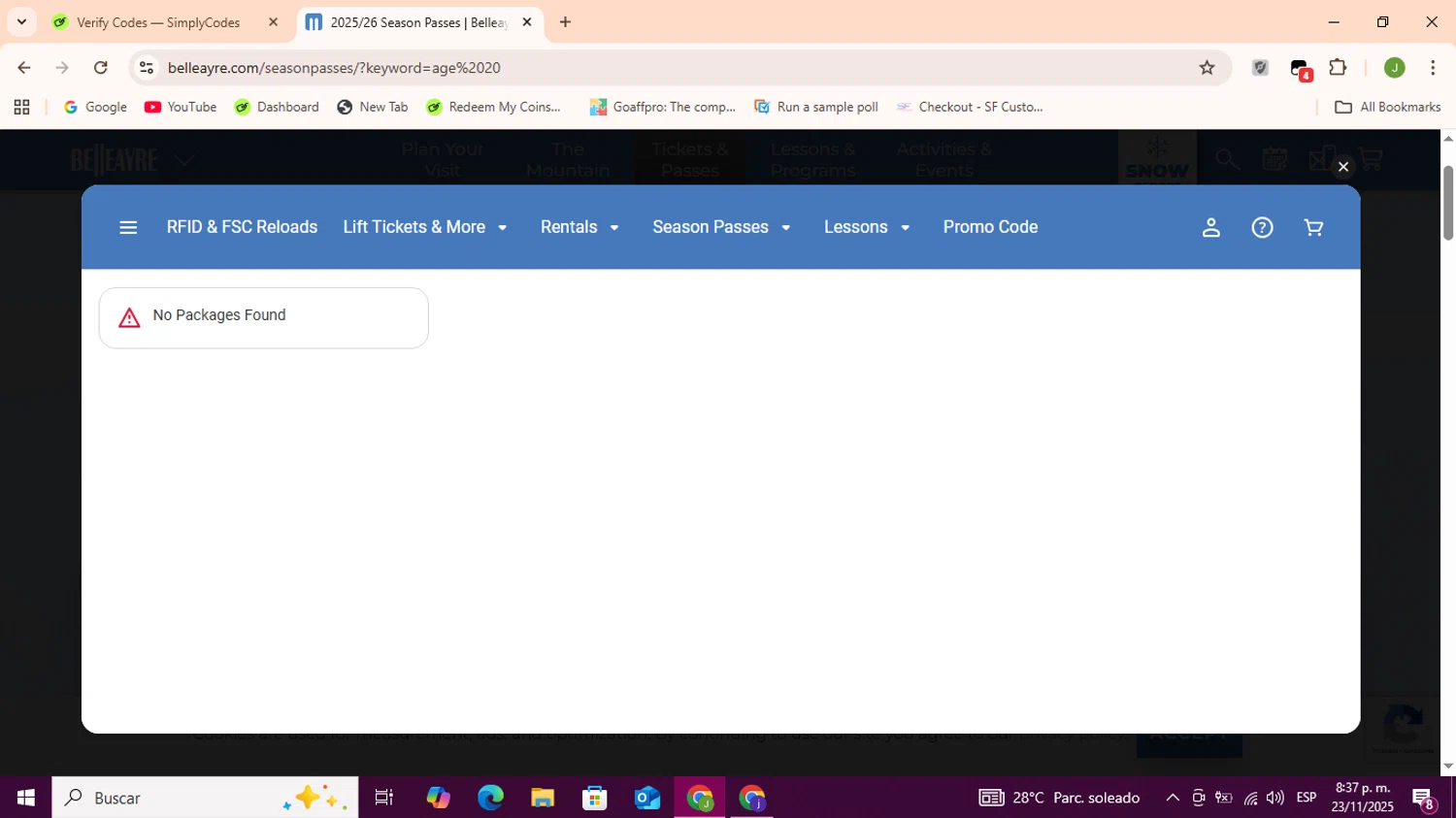 Belleayre Mountain promo code screenshot showing code CYBERSALES applied at Belleayre Mountain checkout page. Uploaded by SimplyCodes community member Sukuna_ on Nov 24, 2025