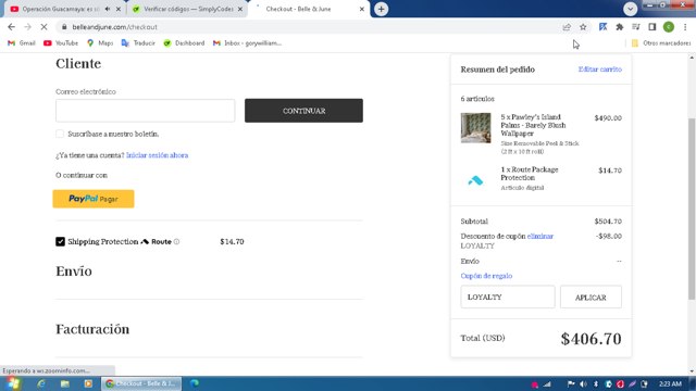 Belle & June checkout page showing Belle & June promo code box | Screenshot taken by SimplyCodes community member on May 9, 2025