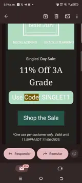 Single11 coupon verification screenshot