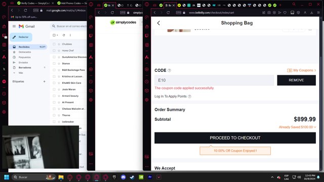 Bellelily checkout page showing Bellelily coupon code box | Screenshot taken by SimplyCodes community member on Oct 9, 2024