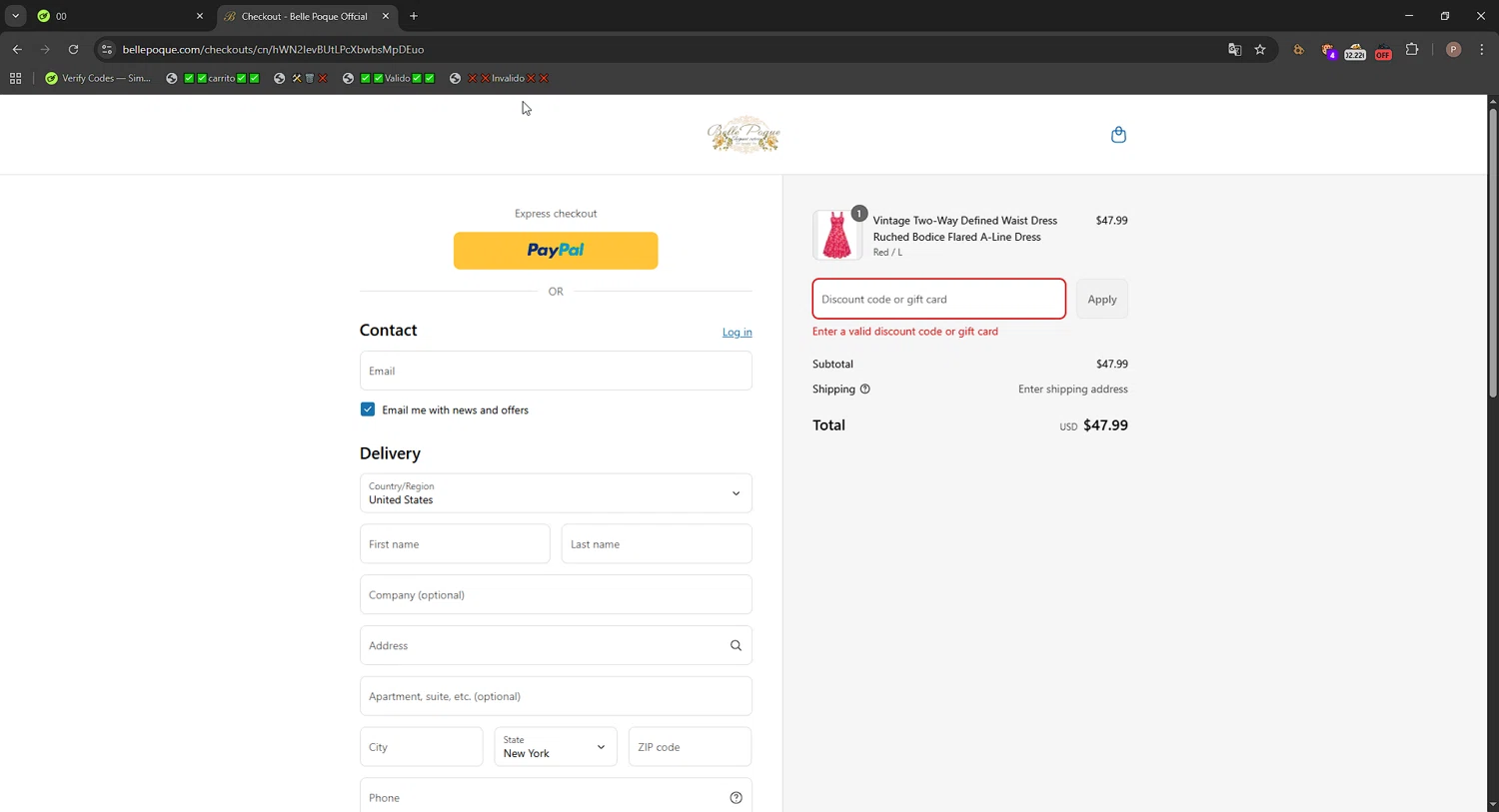 Belle Poque discount code screenshot showing code a15% applied at Belle Poque checkout page. Uploaded by SimplyCodes community member CrownPro3073 on Aug 27, 2025