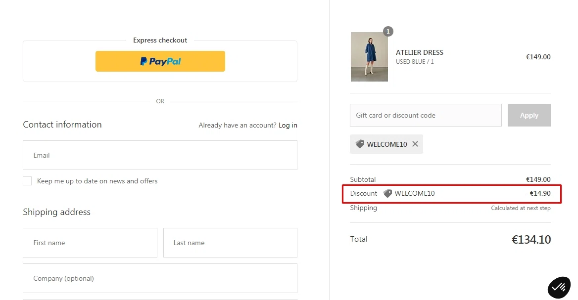 Bellerose checkout page showing Bellerose discount code box | Screenshot taken by SimplyCodes community member on Sep 22, 2021