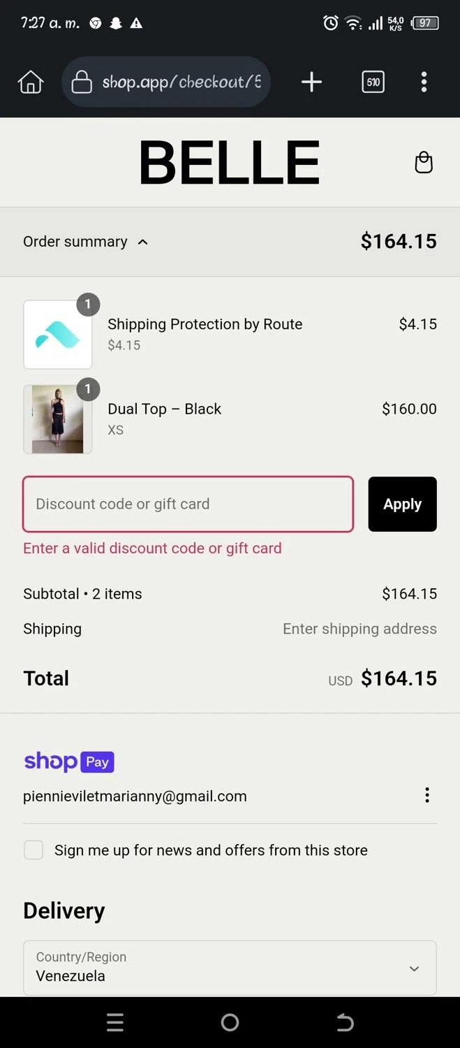 Belle The Label discount code screenshot showing code LASTCALL applied at Belle The Label checkout page. Uploaded by SimplyCodes community member Pipina11 on Dec 31, 2024