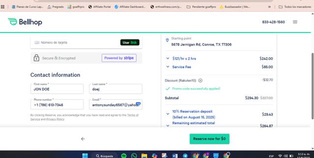 Bellhop checkout page showing Bellhop coupon code box | Screenshot taken by SimplyCodes community member on Aug 13, 2025