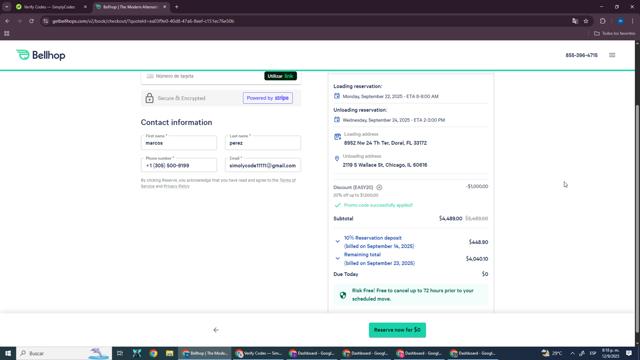 Bellhop checkout page showing Bellhop coupon code box | Screenshot taken by SimplyCodes community member on Sep 13, 2025