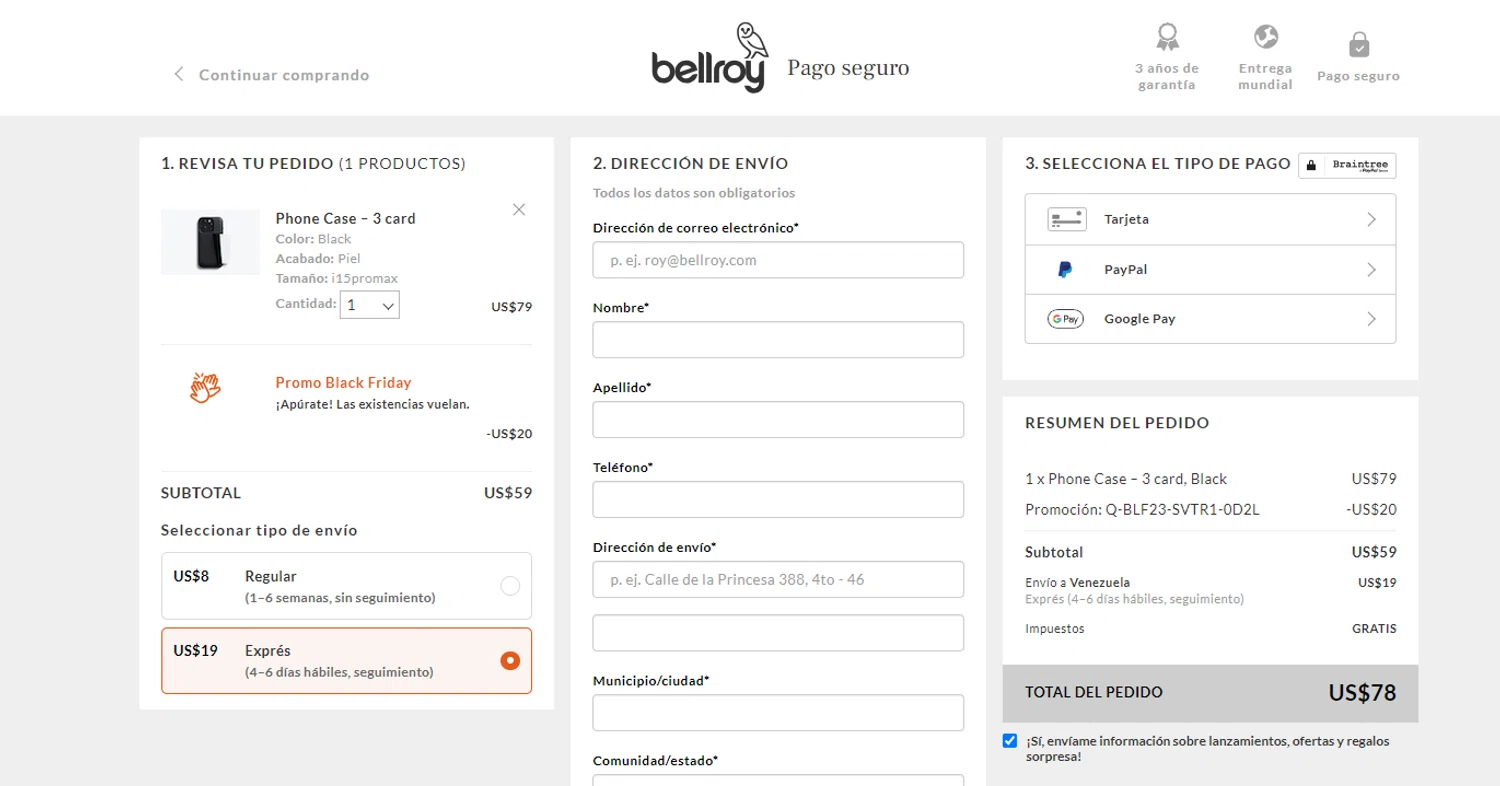 where to use Bellroy promo code box