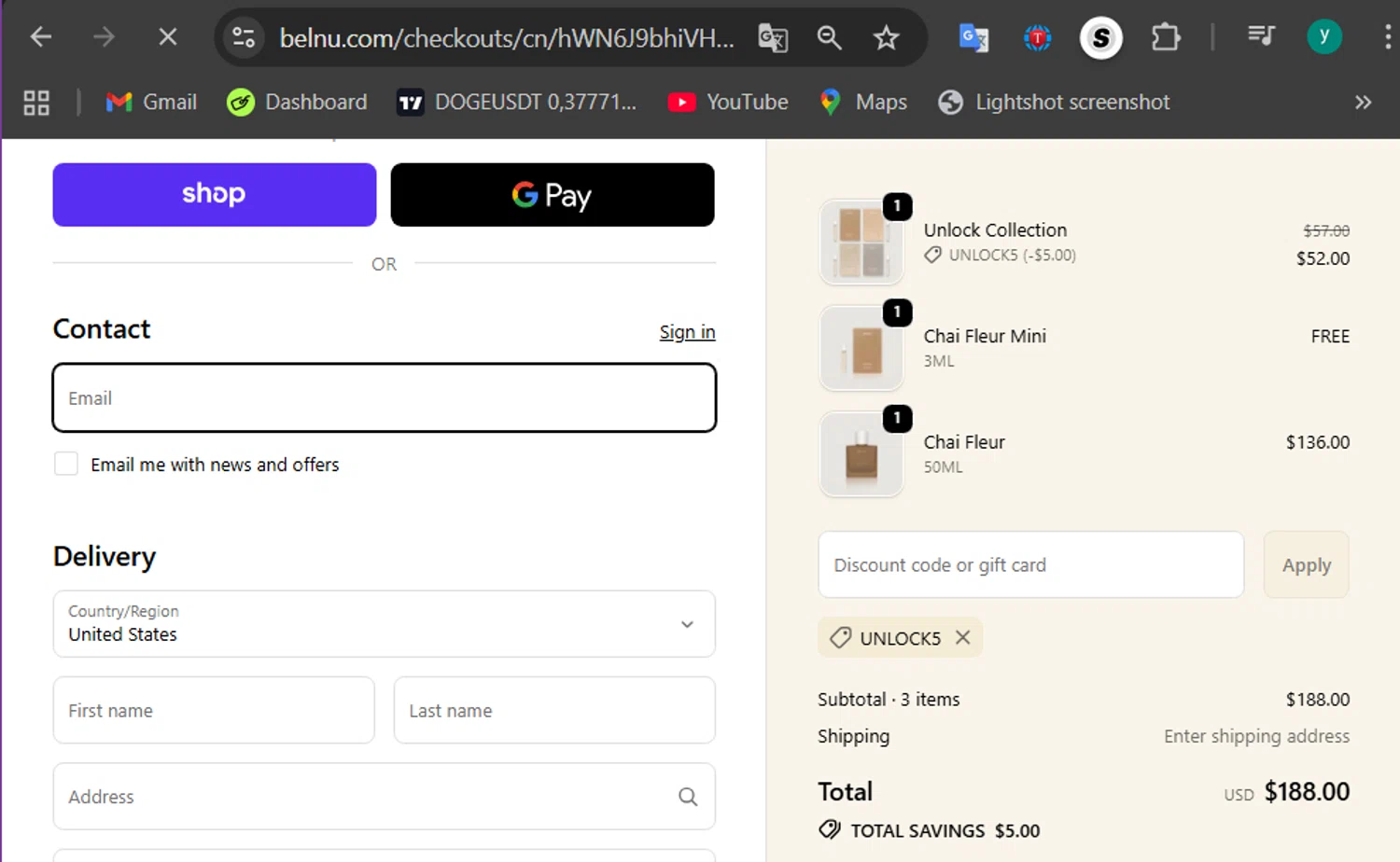 Belnu promo code screenshot showing code UNLOCK5 applied at Belnu checkout page. Uploaded by SimplyCodes community member 502312 on Dec 11, 2025