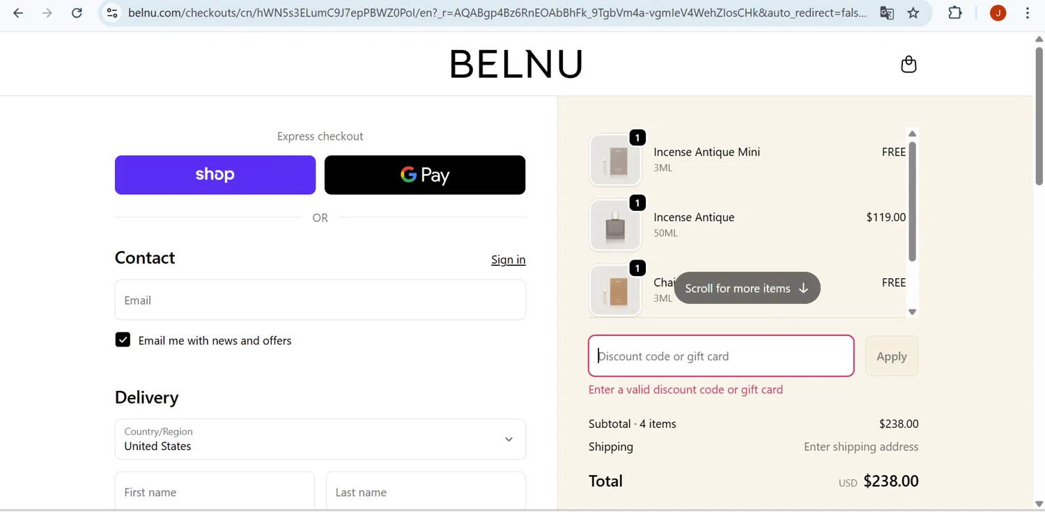 Belnu promo code screenshot showing code MINIGIFT applied at Belnu checkout page. Uploaded by SimplyCodes community member Mr_fran on Nov 30, 2025