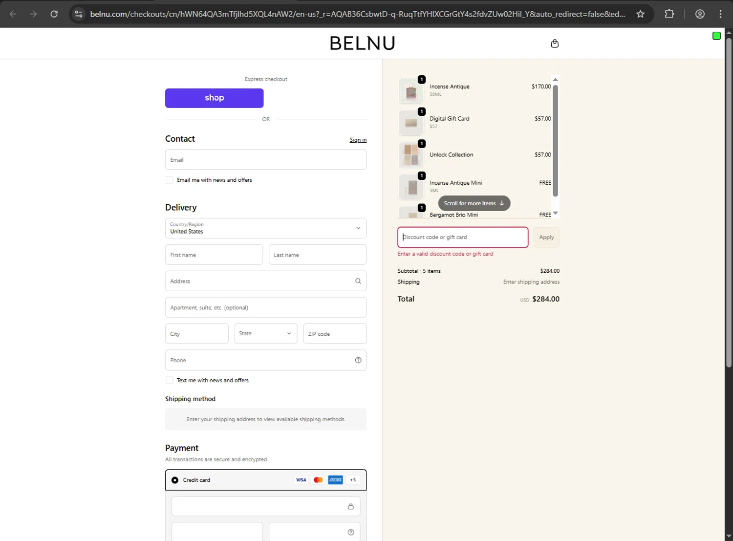 Belnu promo code screenshot showing code UNLOCK5 applied at Belnu checkout page. Uploaded by SimplyCodes community member jickselyspolanco on Dec 5, 2025