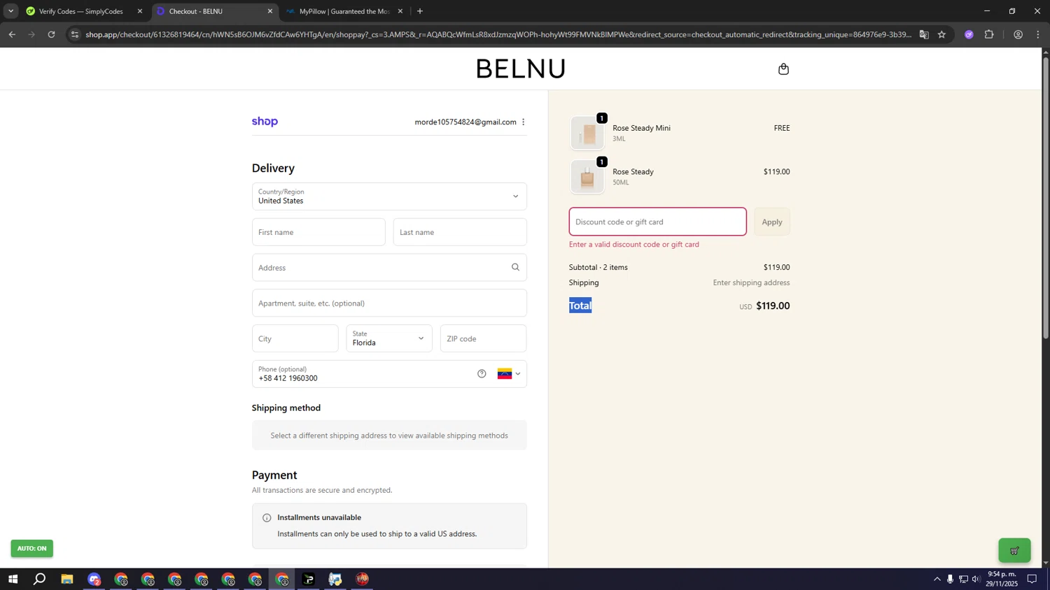 Belnu promo code screenshot showing code ROSE15 applied at Belnu checkout page. Uploaded by SimplyCodes community member rrrrrrrrrrrrrrrrrrrrrrrrr on Nov 30, 2025