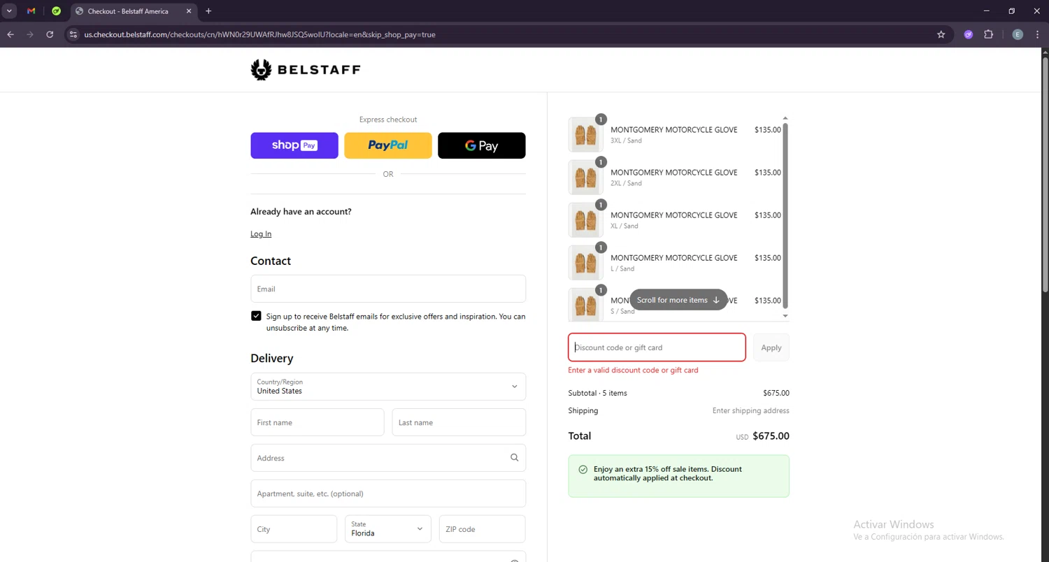 Belstaff promo code screenshot showing code MOTO10 applied at Belstaff checkout page. Uploaded by SimplyCodes community member LuckyExpert7689 on Jul 20, 2025
