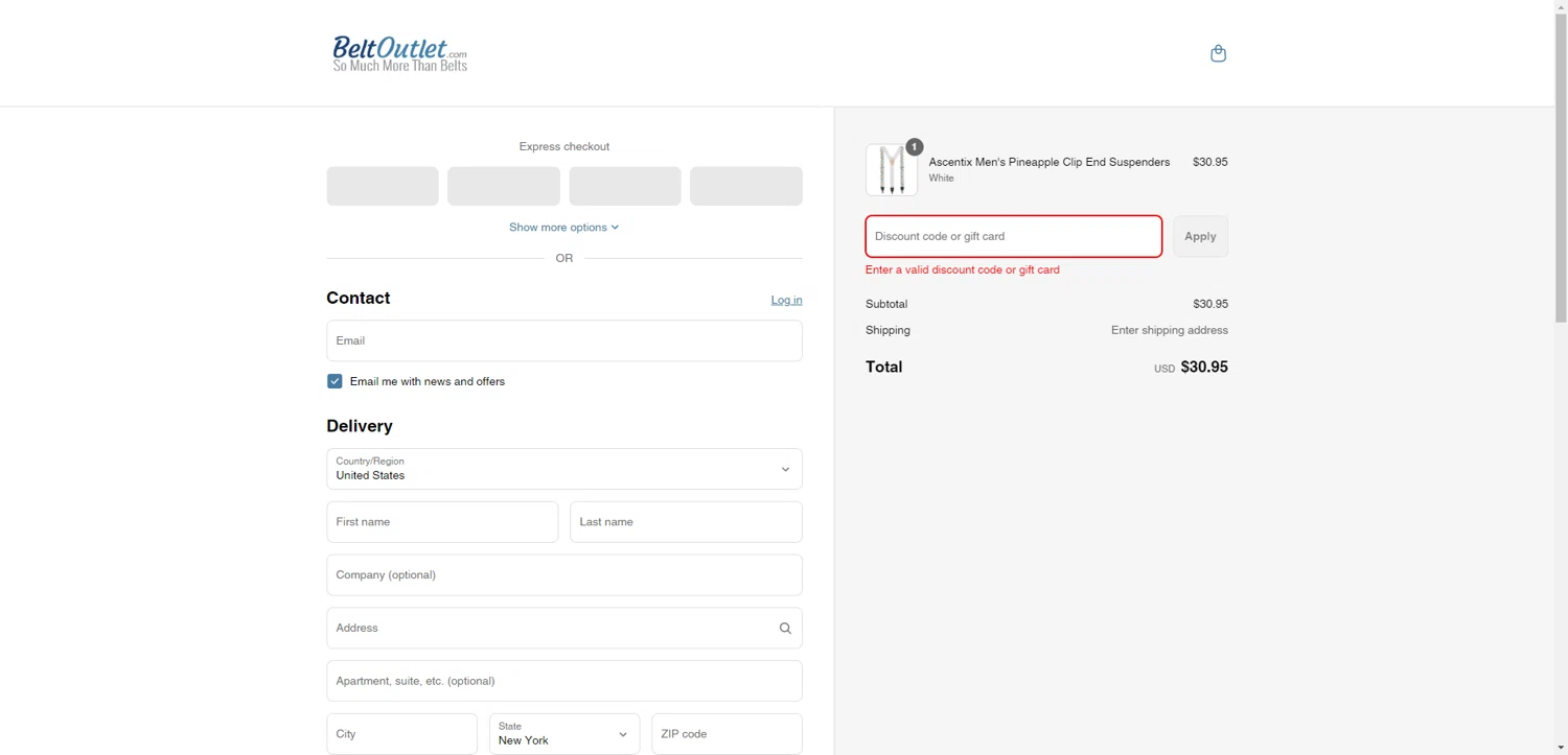 BeltOutlet.com coupon code screenshot showing code DAD20 applied at BeltOutlet.com checkout page. Uploaded by SimplyCodes community member TreasureKnight4134 on Jun 20, 2025