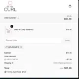 WELCOME10 coupon verification screenshot