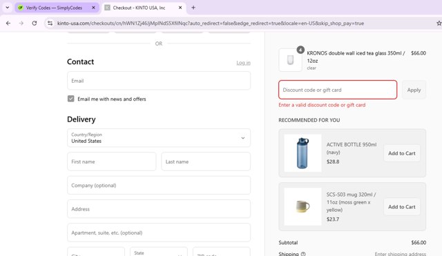 Bemz US checkout page showing Bemz US promo code box | Screenshot taken by SimplyCodes community member on Aug 8, 2025