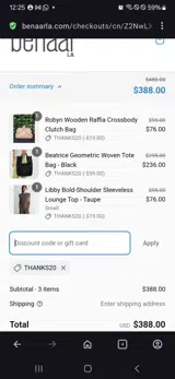Thanks20 coupon verification screenshot