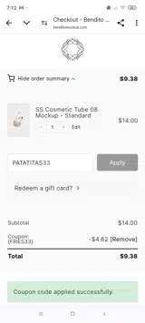 PATATITAS33 coupon verification screenshot