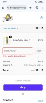 BENGAL10 coupon verification screenshot