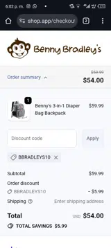 BBradleys10 coupon verification screenshot