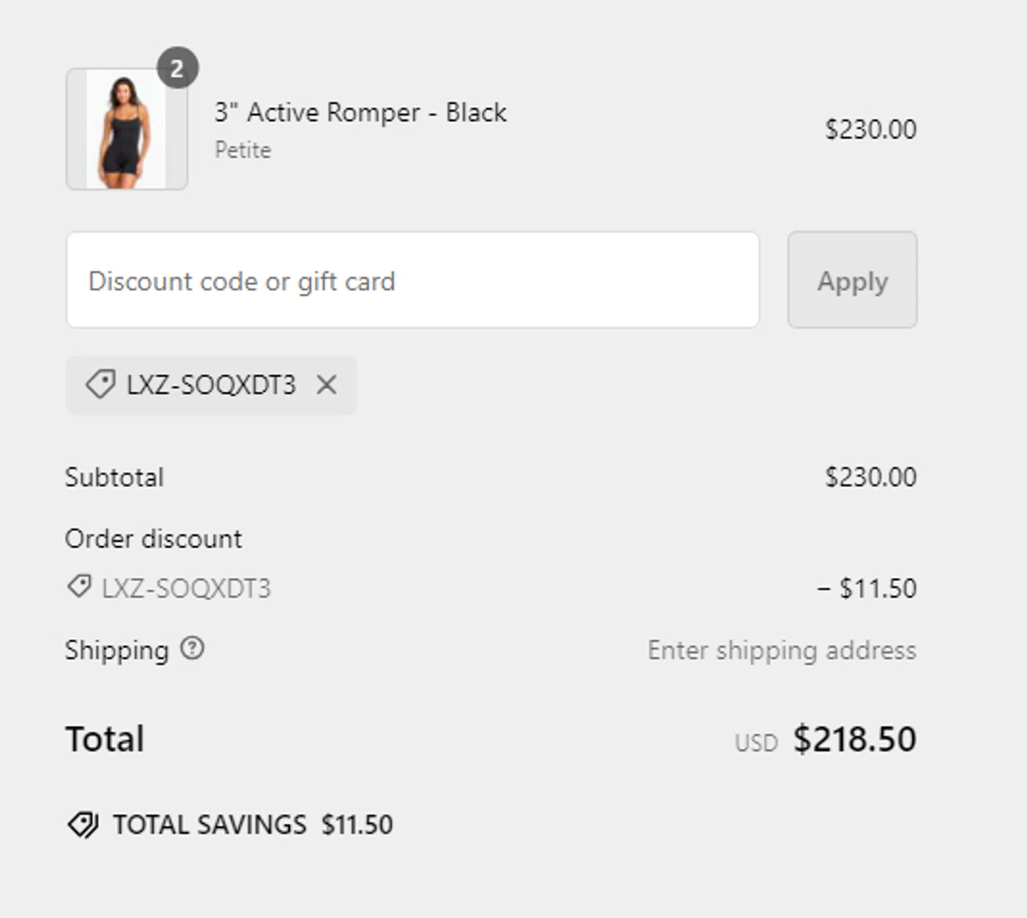 Benoa Swim checkout page showing Benoa Swim discount code box | Screenshot taken by SimplyCodes community member on Sep 22, 2024
