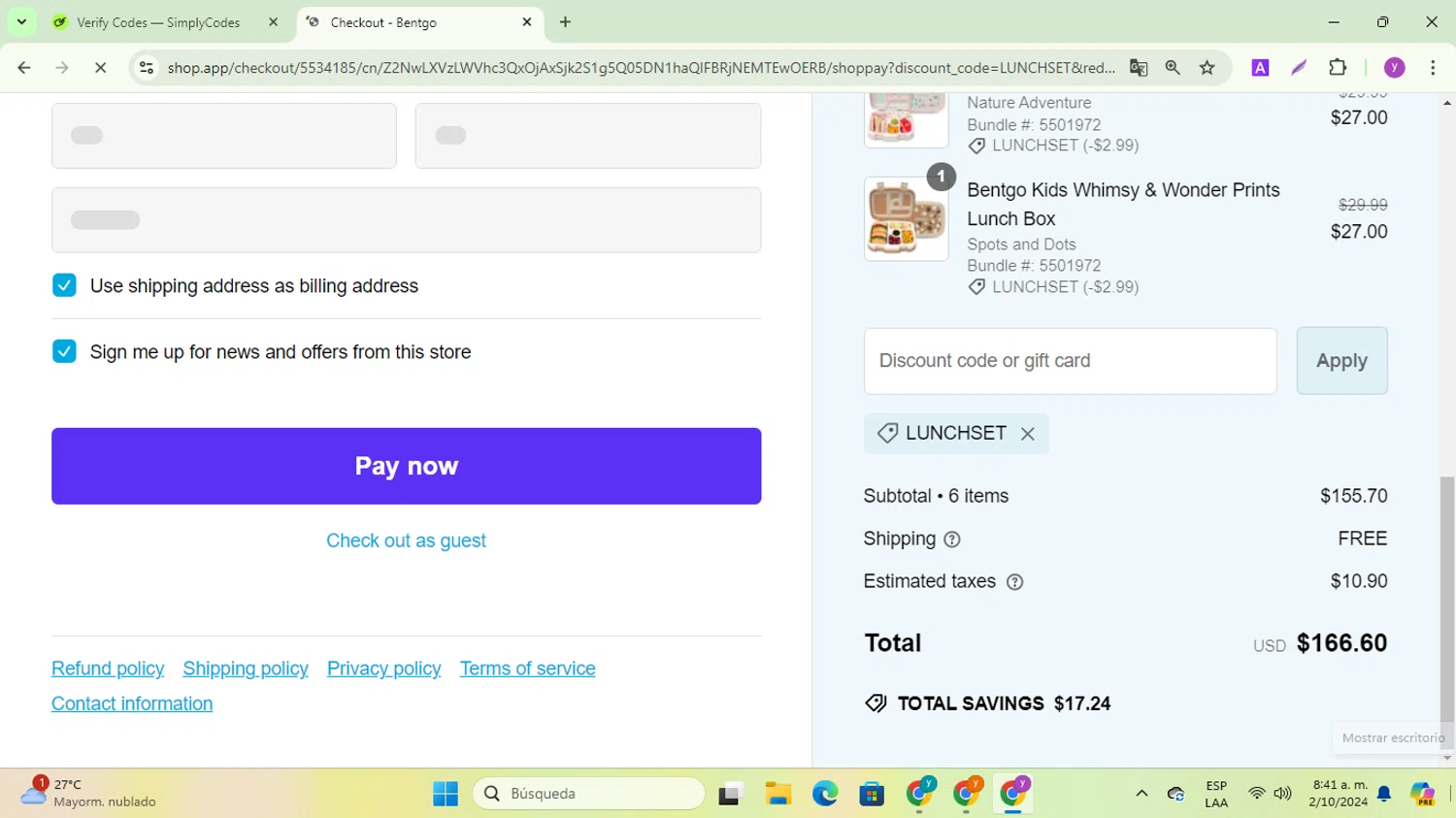 where to use Bentgo promo code box