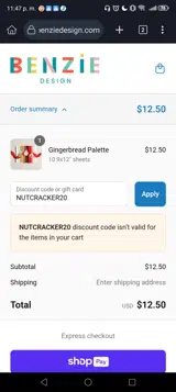 NUTCRACKER20 coupon verification screenshot