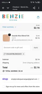HOLIDAYBLEND2025 coupon verification screenshot
