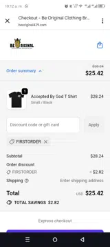 FIRSTORDER coupon verification screenshot