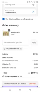 FREESHIPPING368 coupon verification screenshot