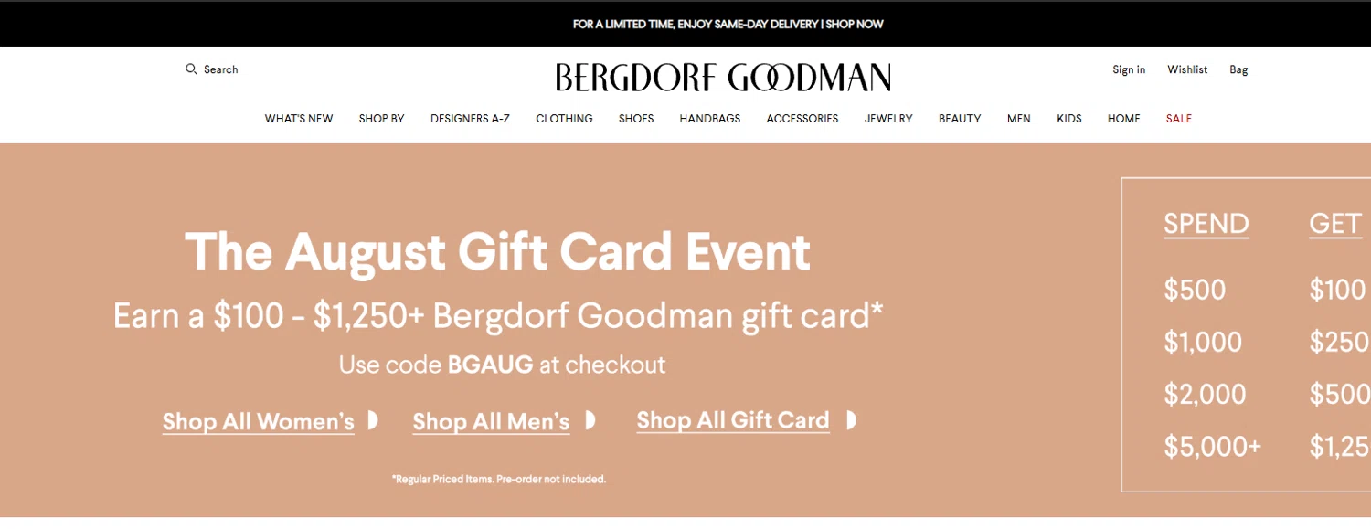 Bergdorf Goodman promo code screenshot showing code BGUAG applied at Bergdorf Goodman checkout page. Uploaded by SimplyCodes community member ______ on Aug 12, 2025