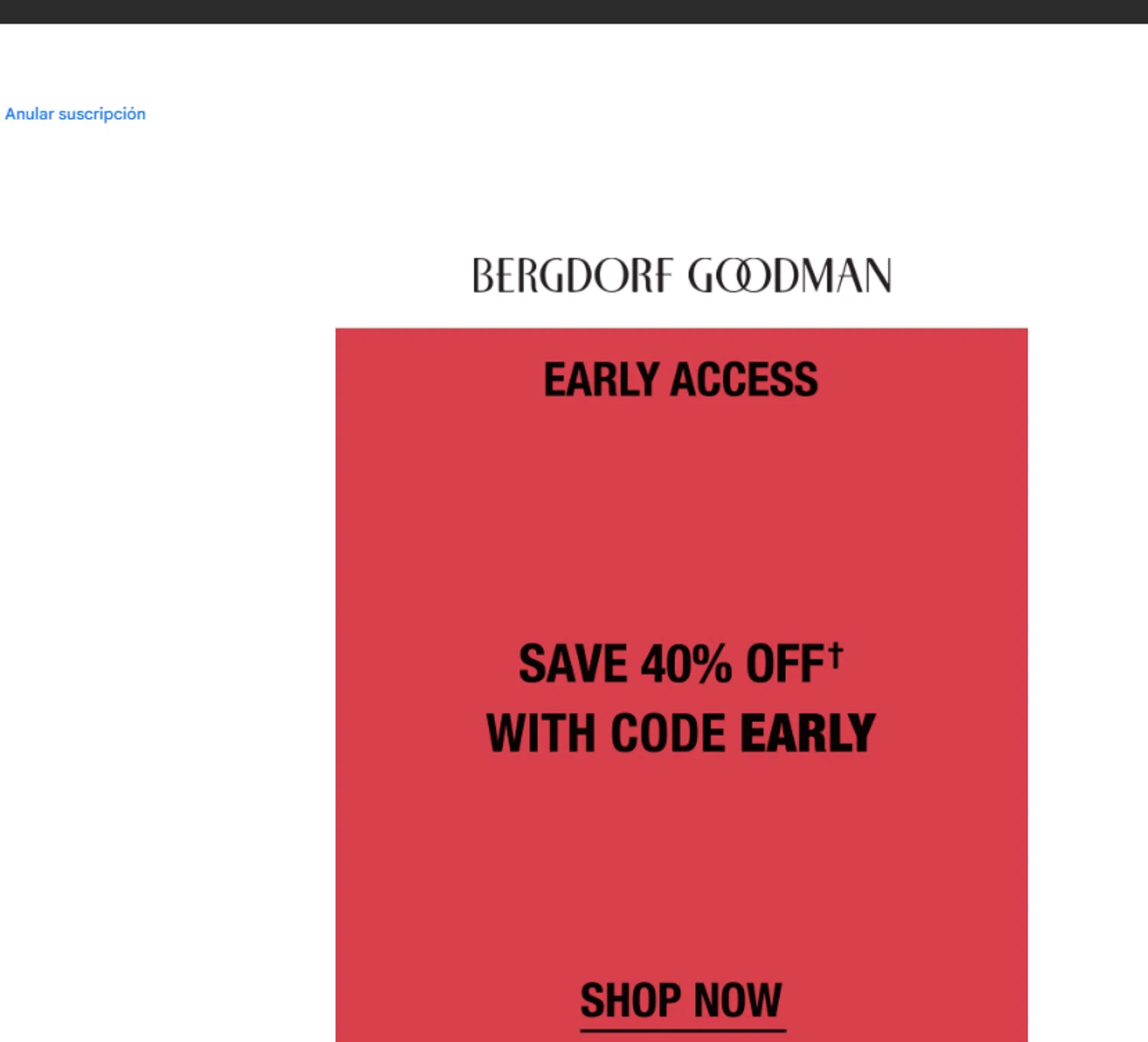 Bergdorf Goodman promo code screenshot showing code early applied at Bergdorf Goodman checkout page. Uploaded by SimplyCodes community member ______ on May 17, 2025