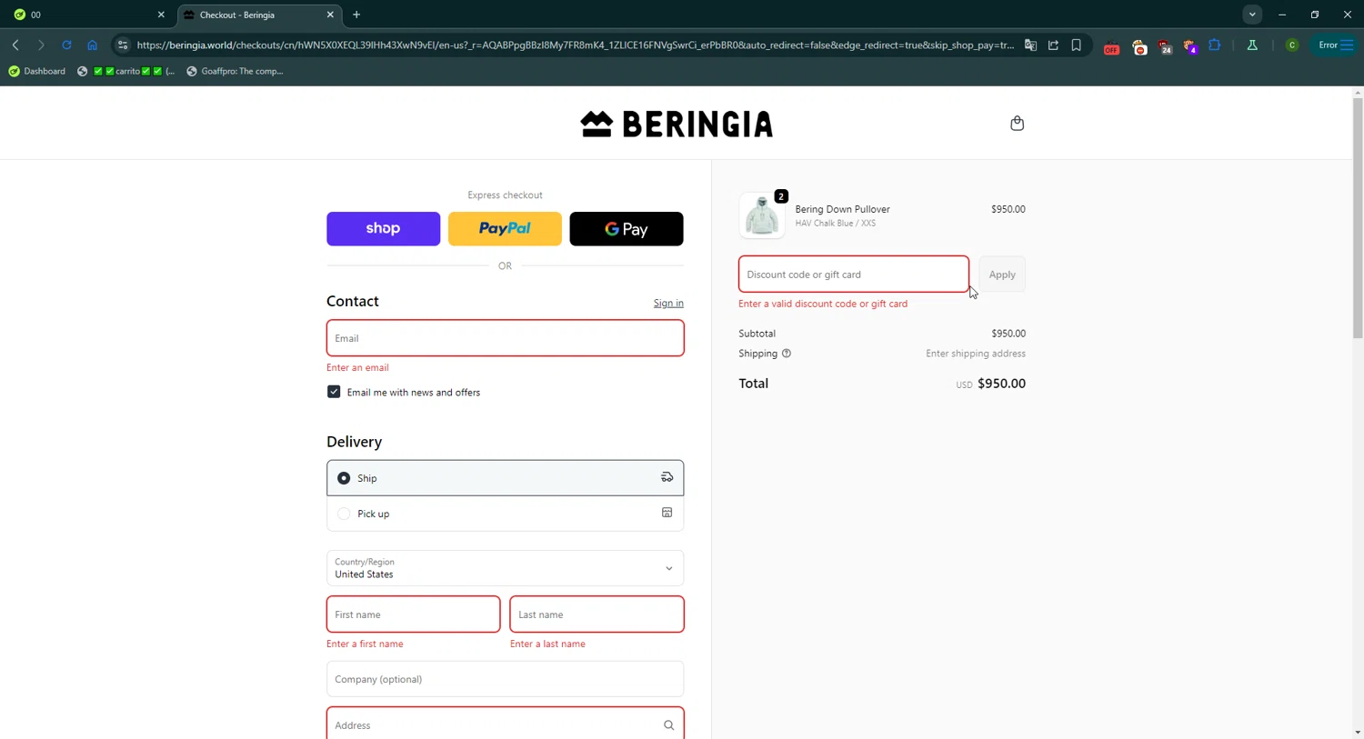 Beringia World promo code screenshot showing code THANKYOU2025 applied at Beringia World checkout page. Uploaded by SimplyCodes community member CrownGuardian9882 on Nov 21, 2025