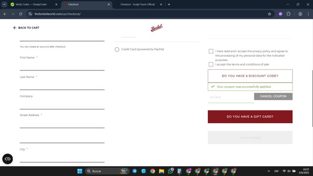 Berkel checkout page showing Berkel coupon code box | Screenshot taken by SimplyCodes community member on Aug 6, 2025