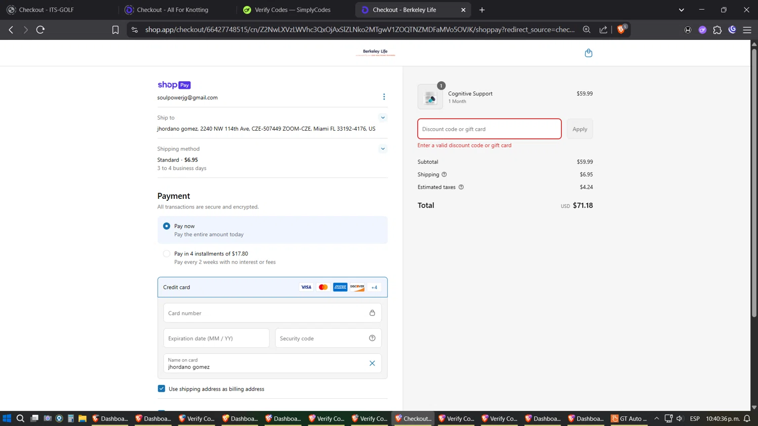 Berkeley Life coupon code screenshot showing code Grace15 applied at Berkeley Life checkout page. Uploaded by SimplyCodes community member Amidamaru on May 19, 2025