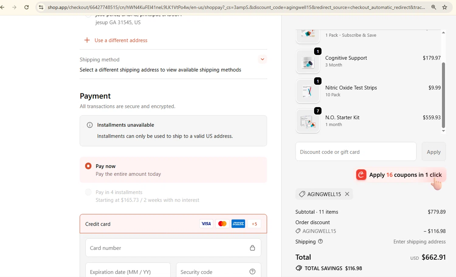 Berkeley Life coupon code screenshot showing code AGINGWELL15 applied at Berkeley Life checkout page. Uploaded by SimplyCodes community member manu_sito20 on Oct 20, 2025