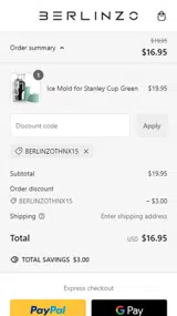 BERLINZOTHNX15 coupon verification screenshot