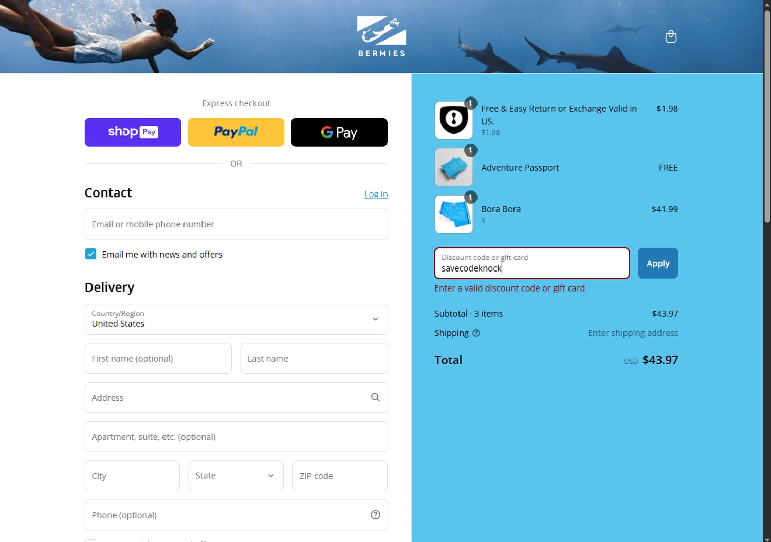 Bermies discount code screenshot showing code savecodeknock applied at Bermies checkout page. Uploaded by SimplyCodes community member Carlosramirez09 on Aug 28, 2025