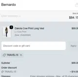 TRAVEL15 coupon verification screenshot
