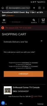 10 coupon verification screenshot