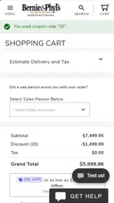 20 coupon verification screenshot