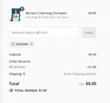 KEENAM coupon verification screenshot