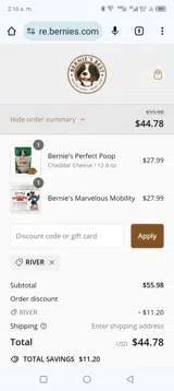 River coupon verification screenshot