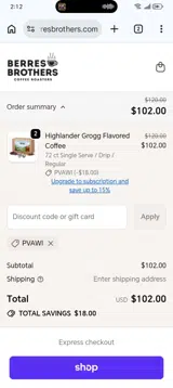 PVAWI coupon verification screenshot