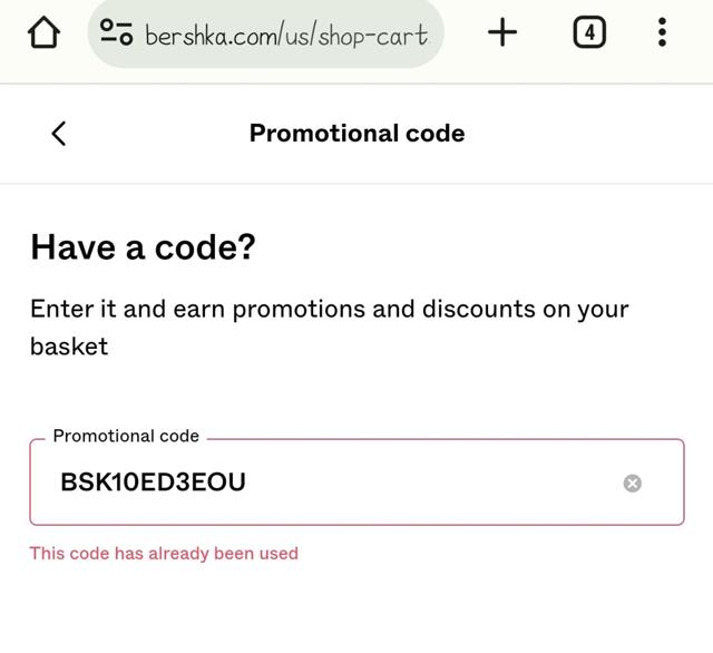 Bershka checkout page showing Bershka promo code box | Screenshot taken by SimplyCodes community member on Nov 15, 2023