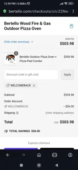 Welcomeback coupon verification screenshot