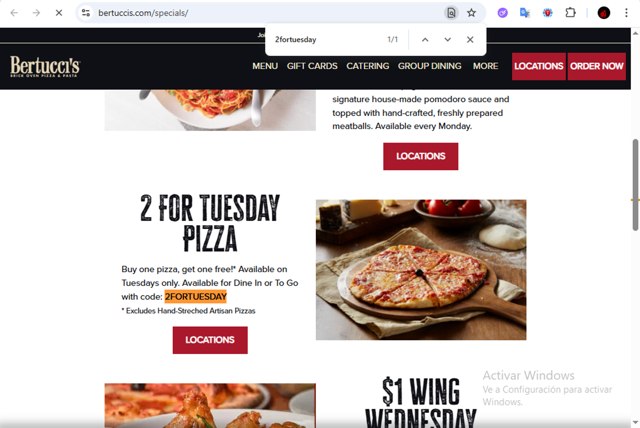 Bertucci's checkout page showing Bertucci's coupon code box | Screenshot taken by SimplyCodes community member on Aug 15, 2025