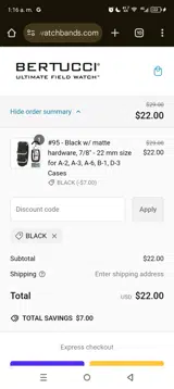 Bertucci Watches coupon verification screenshot