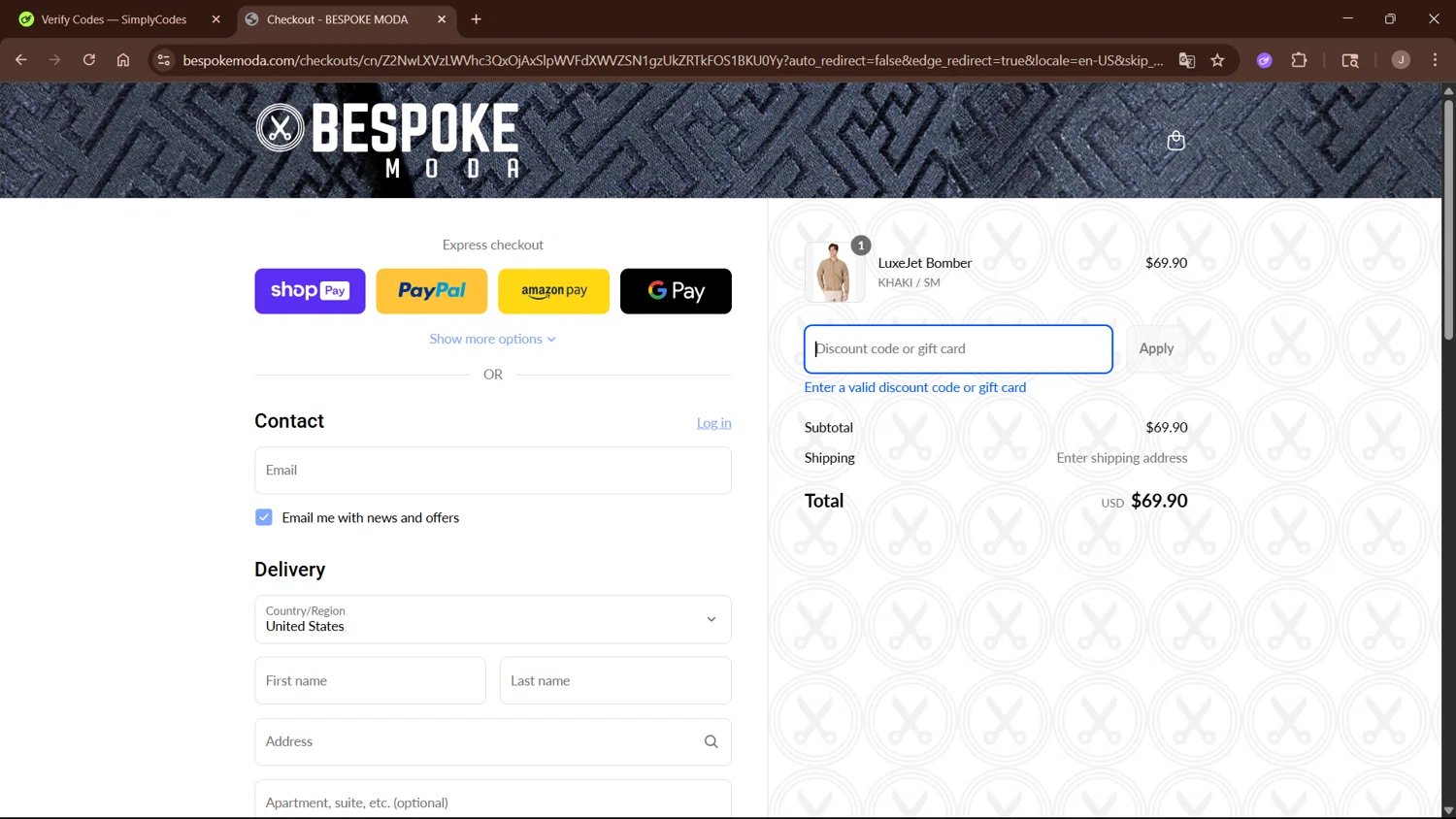 Bespoke promo code screenshot showing code JULY4 applied at Bespoke checkout page. Uploaded by SimplyCodes community member WisePro3955 on Jul 11, 2025
