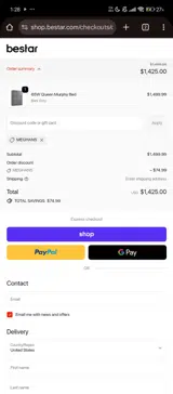 Bestar USA coupon verification screenshot